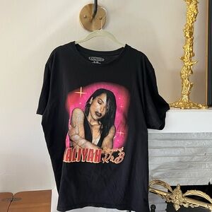 Black Graphic T-Shirt with Pink and Red Design